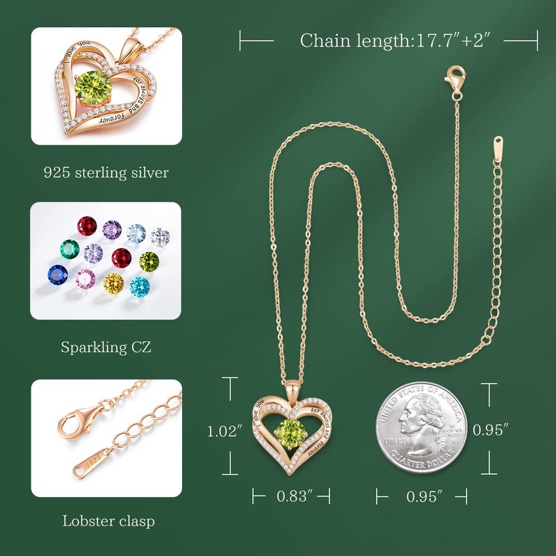 CDE Forever Love Heart Necklaces for Women, Wedding Anniversary, Birthday Mothers Day Gifts for Mom, Mother, Wife, Girlfriend, S925 Silver Jewelry with Birthstone Pendant - Image 5